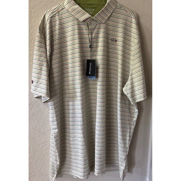 Good Good Golf Polo Shirt NWT Men 3XL Striped Green Purple Fighting For Par New - Picture 1 of 2